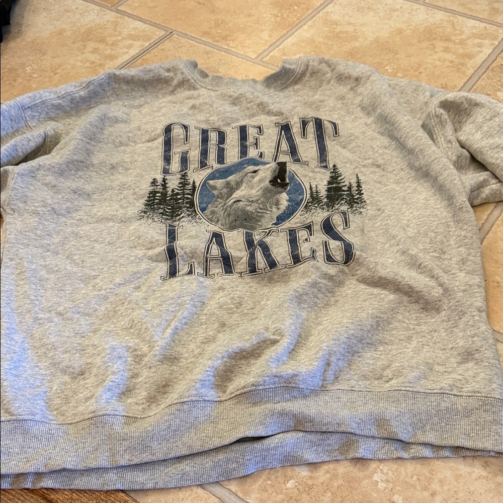 Forever 21 Gray Graphic Crewneck Sweater